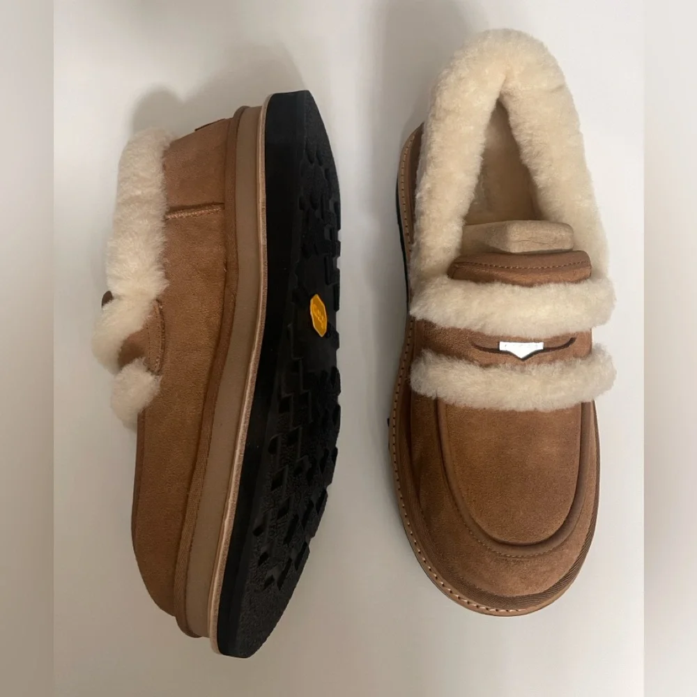 UGG x SACAI Tan Shearling Loafers - Chestnut - Picture 9 of 16